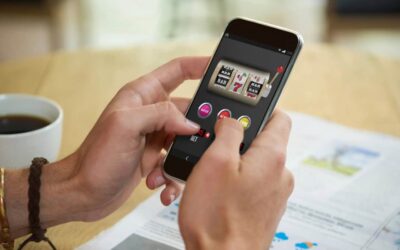 Online slot machine on iPhone screen
