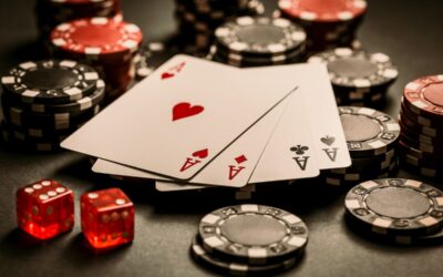 Playing cards, dices, casino chips