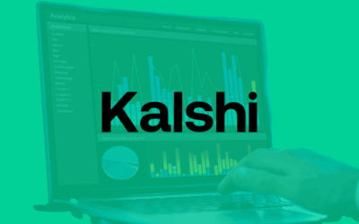 Kalshi logo and laptop on the background