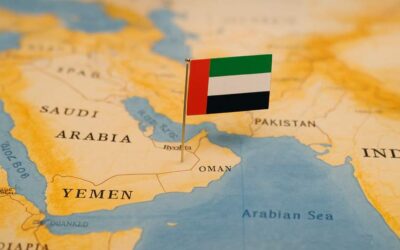 UAE flag on the world map