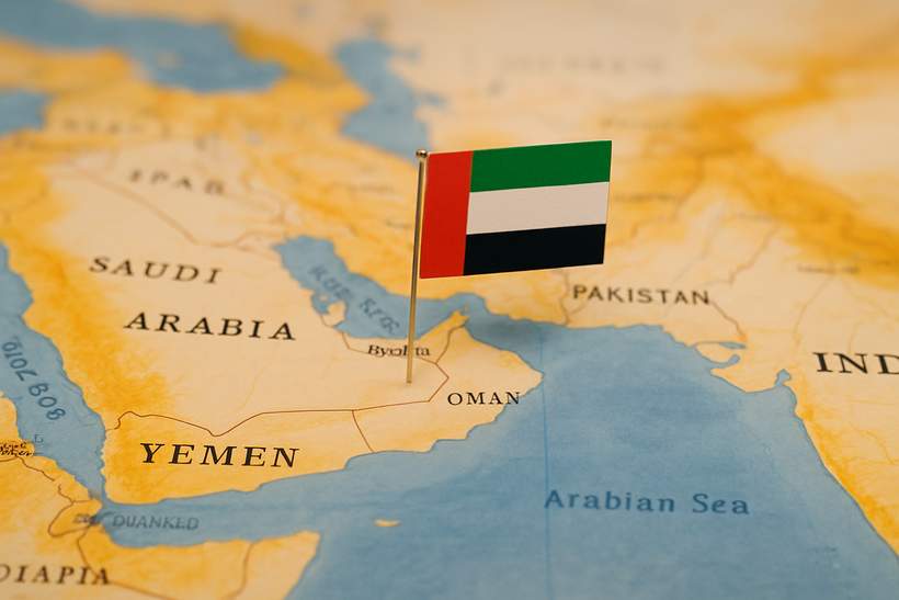 UAE flag on the world map